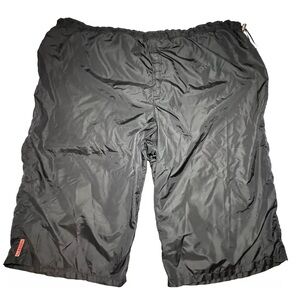 PRADA Mens Black Nylon  Bermuda Swim Trunks Logo Pockets Netted EU Size 54 US 38